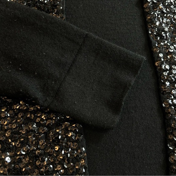 J. Crew Women's Sequined Merino Wool Size Large Black Holiday Sweater - Picture 10 of 10